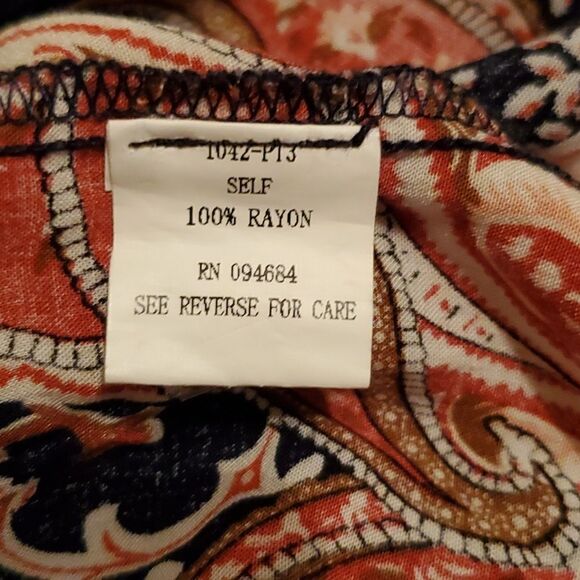 Aura Blue Long Sleeve Floral Paisley Peplum Top Size Small - Picture 9 of 9